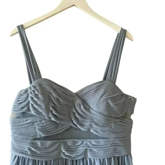 Birds Grey ELSYE DUSTY BLUE Mesh Maxi Women’s Bridesmaid  Gown SZ 2XL #1655 - Picture 4 of 16